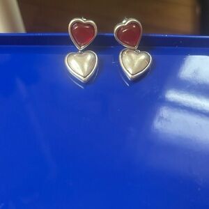 Heart-Shaped En Route Red and Silver Earrings